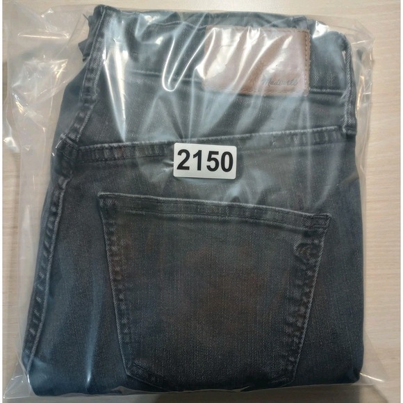 Madewell Jeans Sz 26 Black 9 Inch High Rise Skinny Distressed Raw Hem Light Wash - Picture 16 of 16